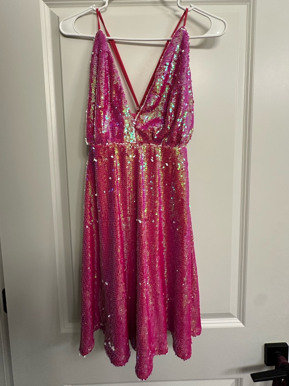 NWT Southern Fried Chics Pink Sequin V-Neck Party Dress